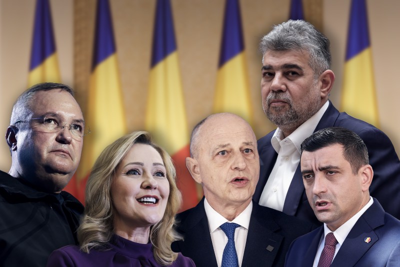 Nicolae Ciucă, Elena Lasconi, Mircea Geoană, Marcel Ciolacu și George Simion. Colaj Hotnews. Foto: Inquam Photos