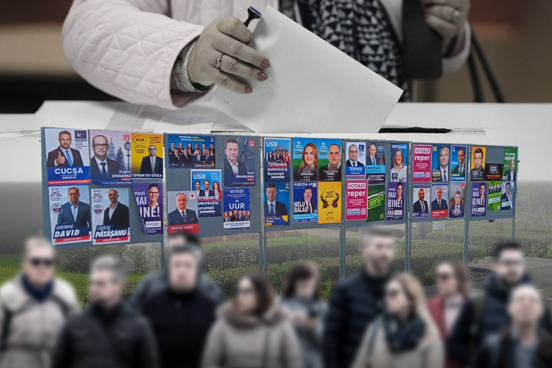 Afișele candidaților la alegerile din toamna 2024. Grafică: Ion Mateș. Foto: Inquam Photos, Shutterstock