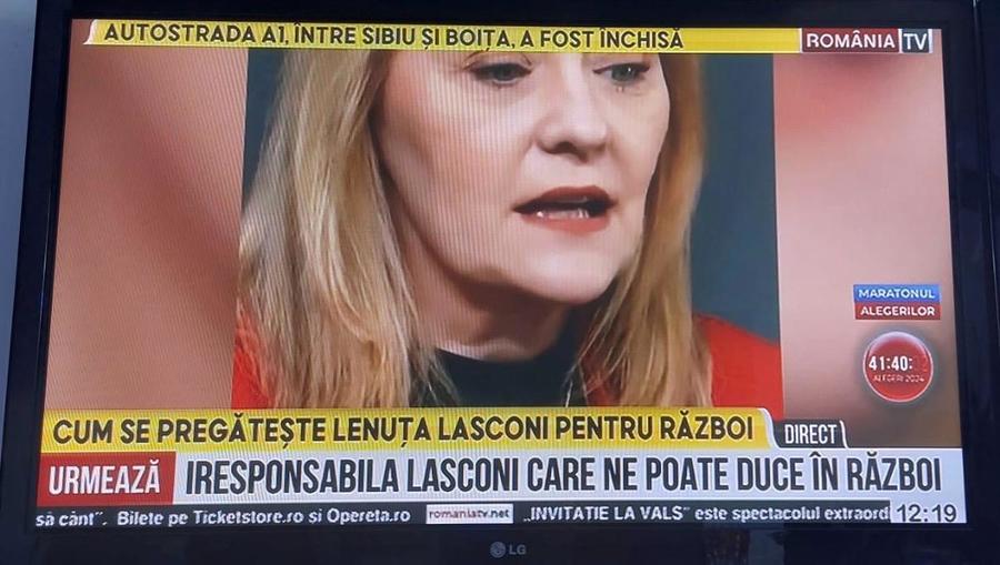 Burtieră RomâniaTV: Lasconi care "poate arunca România în război" / FOTO: PaginadeMedia