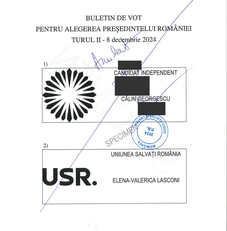 Alegeri prezidențiale 2024, turul 2. Cum arată buletinul de vot pentru