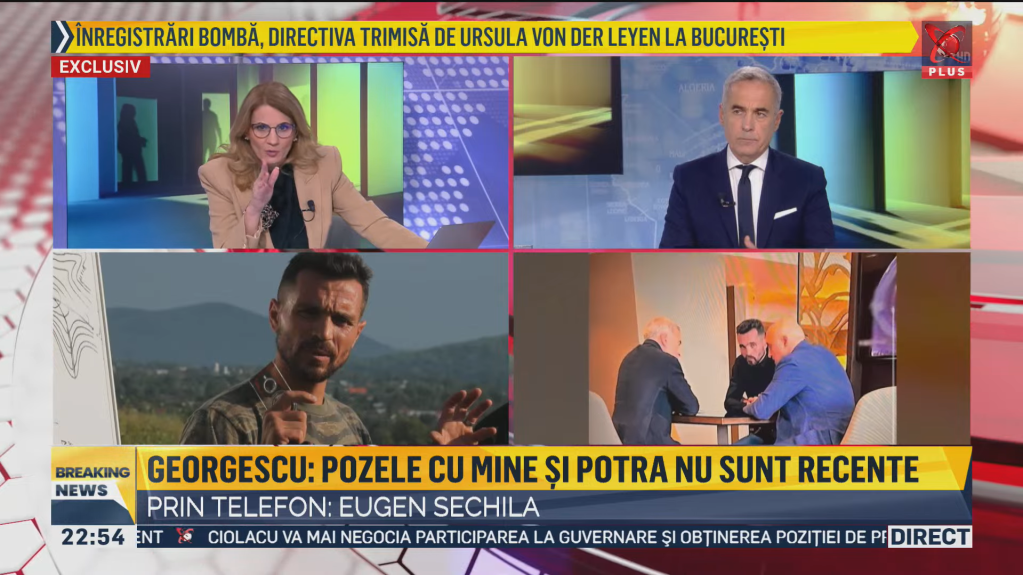 Eugen Sechila și Călin Georgescu, în direct la Realitatea Plus. Foto: captură YouTube