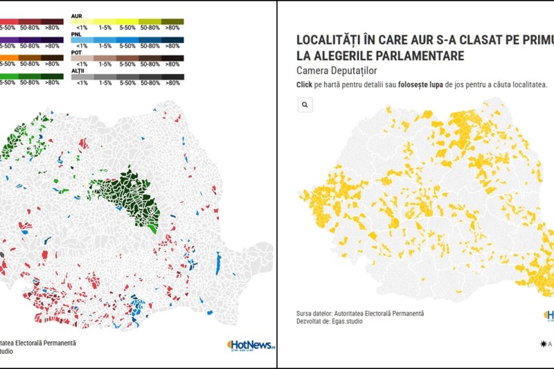 INTERACTIV Alegeri Parlamentare: În ce localități s-a plasat pe locul întâi fiecare partid / În ce orașe și comune s-au câștigat alegerile cu peste 50%