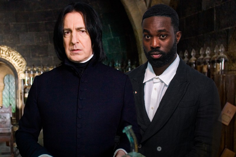 Alan Rickman, în rolul lui Severus Snape și Paapa Essiedu. Colaj: Ion Mateș / Hotnews. Foto: Profimedia, Shutterstock