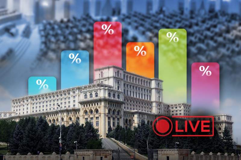 Alegeri parlamentare 2024, rezultate exit poll. Grafică: Ion Mateș / Hotnews. Imagini: Shutterstock