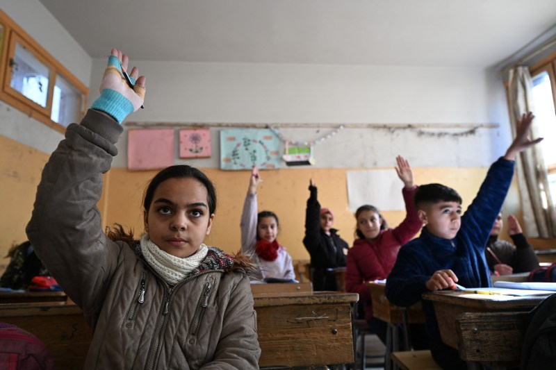 Țcolari sirieni în Damasc. Credit line: LOUAI BESHARA / AFP / Profimedia