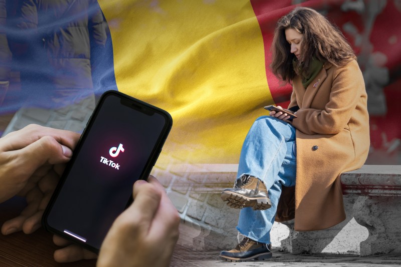 TikTok în România. Colaj: Ion Mateș / Hotnews. Foto: Shutterstock