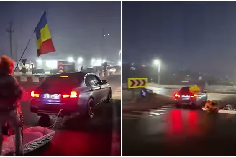 VIDEO Un șofer de 24 de ani a făcut drifturi cu sicriul legat de mașină, în care erau doi tineri, în Iași. Ce spune Poliția