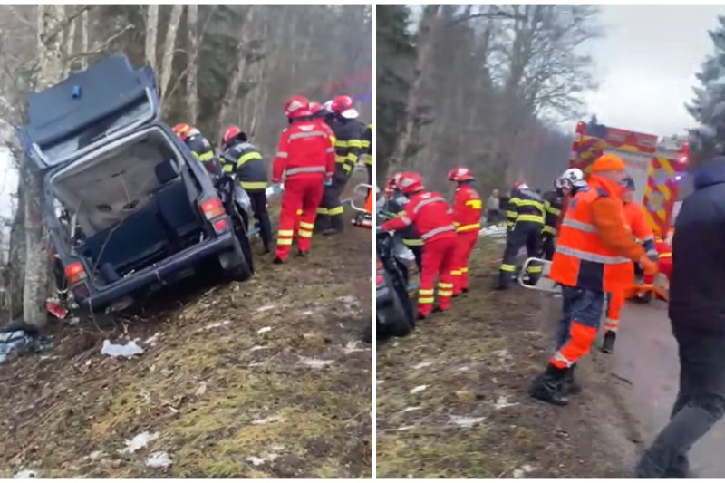 VIDEO Un tânăr mort și mai mulți răniți, după ce un microbuz a ieșit de pe șosea, în județul Suceava. A fost activat Planul Roşu de intervenţie