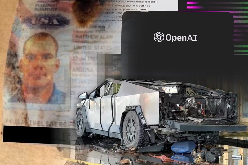 În stânga, Matthew Alan Livelsberger, bărbatul care a bărbatul care a parcat o Tesla Cybertruck ce a explodat în fața Hotelului Trump din Las Vegas, dreapta. Colaj: Ion Mateș / Hotnews. Imagini: Profimedia, Dreamstime