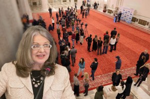 Gabriela Crețu și protestul din Senat. Colaj: Ion Mateș / Hotnews. Inquam Photos / Octav Ganea și Alexandra Pandrea