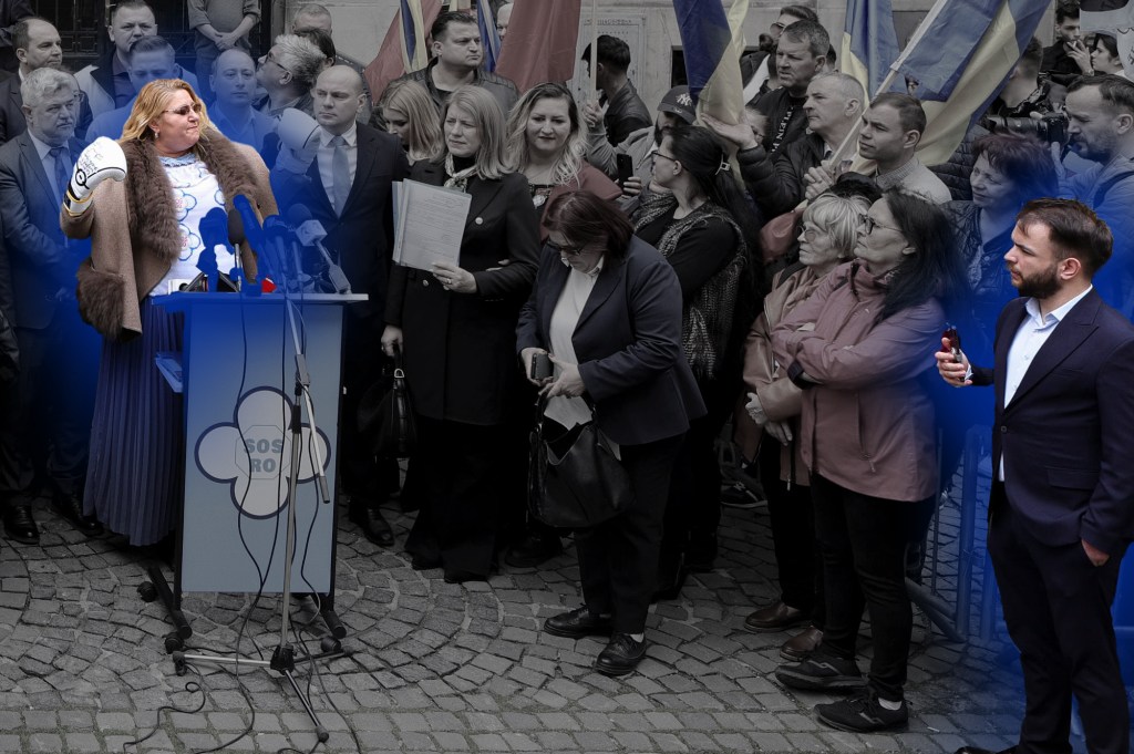 Rafaelo Varga, dreapta, la depunerea candidaturii Dianei Șoșoacă, 13 martie 2025. Inquam Photos / Octav Ganea