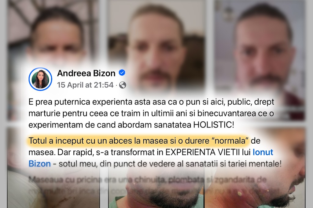 Textul și fotografia postării Andreei Bizon pe Facebook.