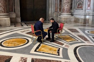 Imaginea de la întâlnirea dintre Trump și Zelenski, postată pe X de șeful Biroului Preşedintelui Ucrainei, Andri Ermak