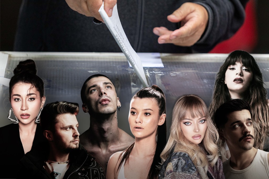 Stânga: Nicole Cherry, Florian Rus, COJO, Erika Isac, Delia, Andrei Ursu și Alexandra Căpitănescu. Colaj: Ion Mateș / Hotnews. Foto: Inquam Photos, Facebook