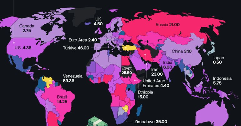 HARTĂ Ratele dobânzilor: România, în ton cu Ungaria și Moldova, dar și cu Africa