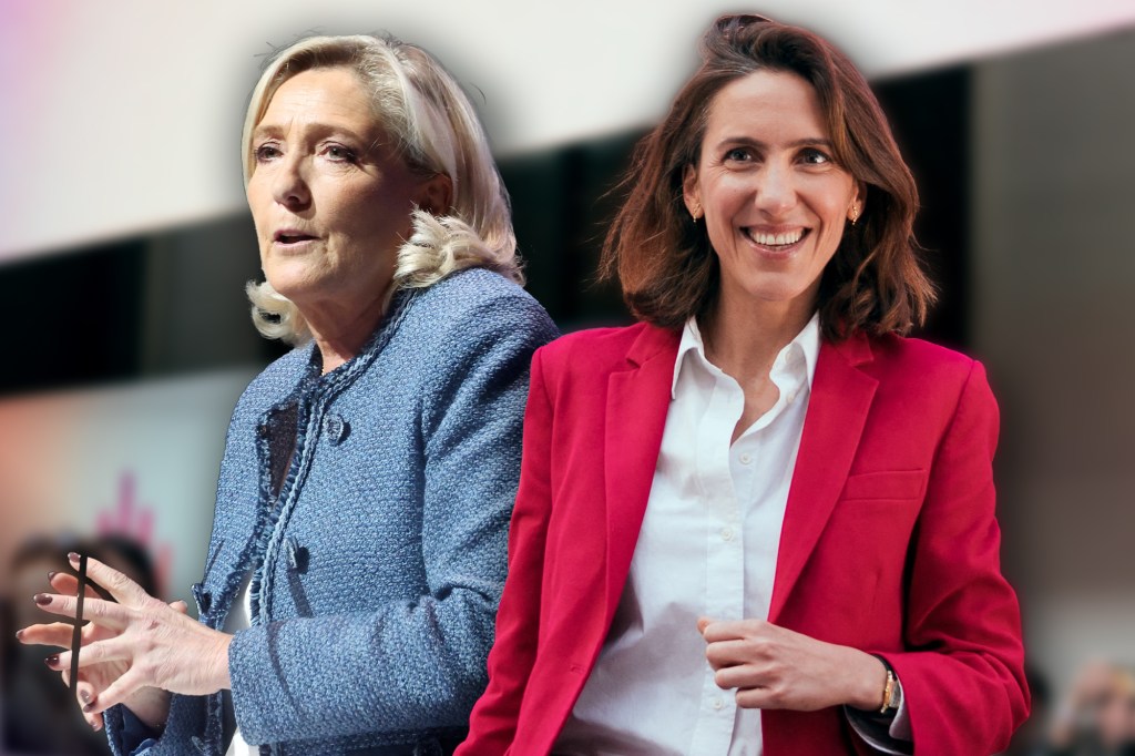 Marine Le-Pen și Valérie Hayer. Colaj: Ion Mateș / Hotnews. Foto: Profimedia