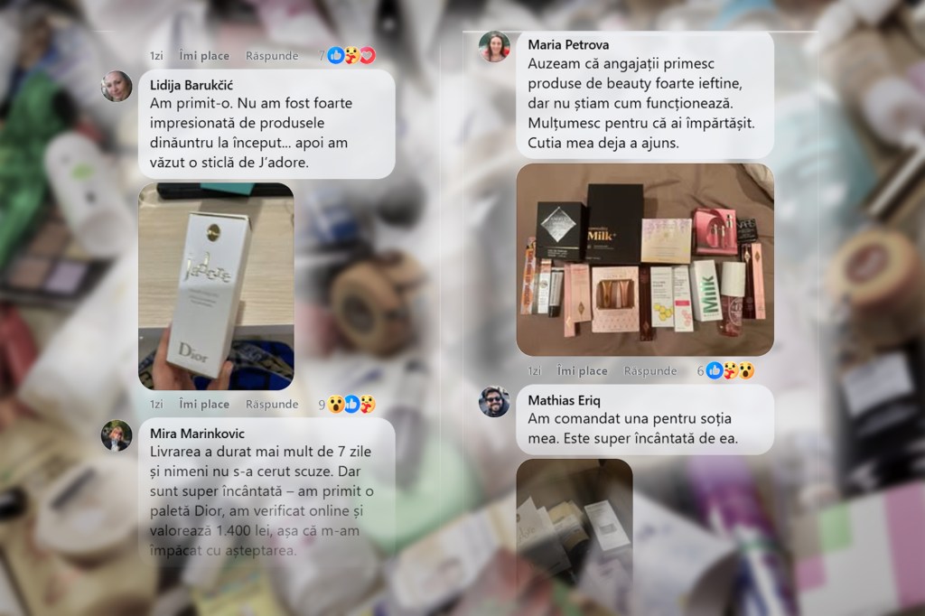 Capturi Facebook despre „cutia misterioasă" Notino.