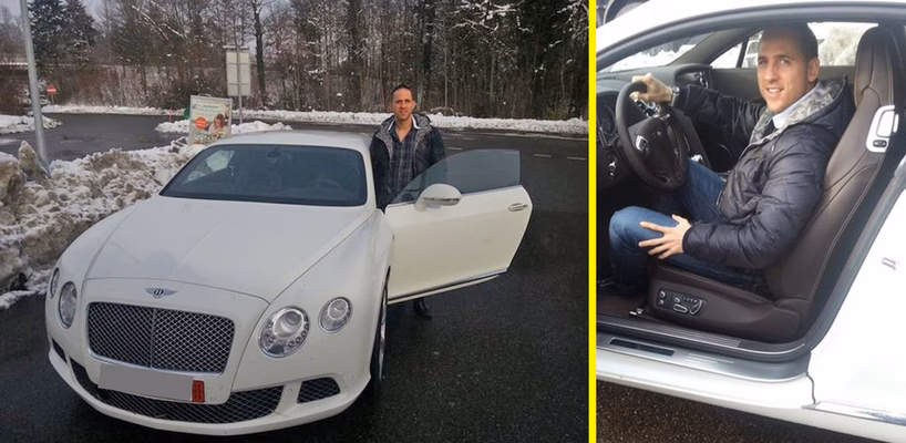 David Azzato aparea într-o mașină Bentley în articole din Cancan, șterse între timp. Foto: Snoop