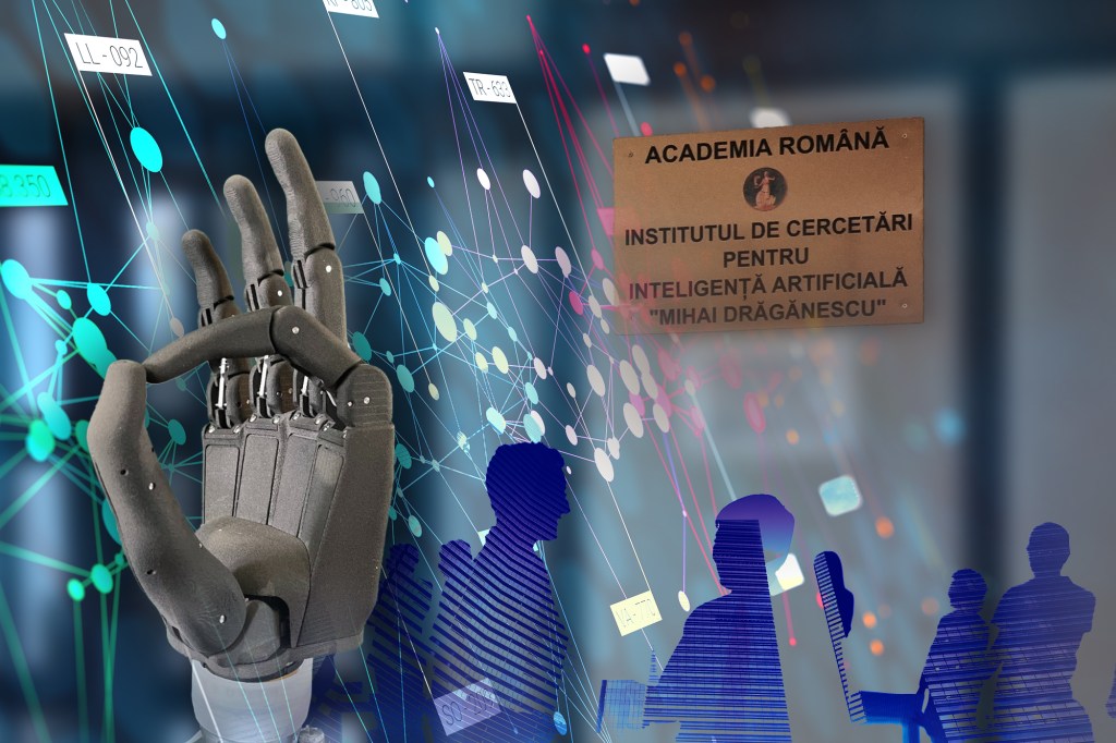Intrarea în Institutul cercetări pentru Inteligență Artificială. Colaj: Ion Mateș / Hotnews. Foto: Dreamstime