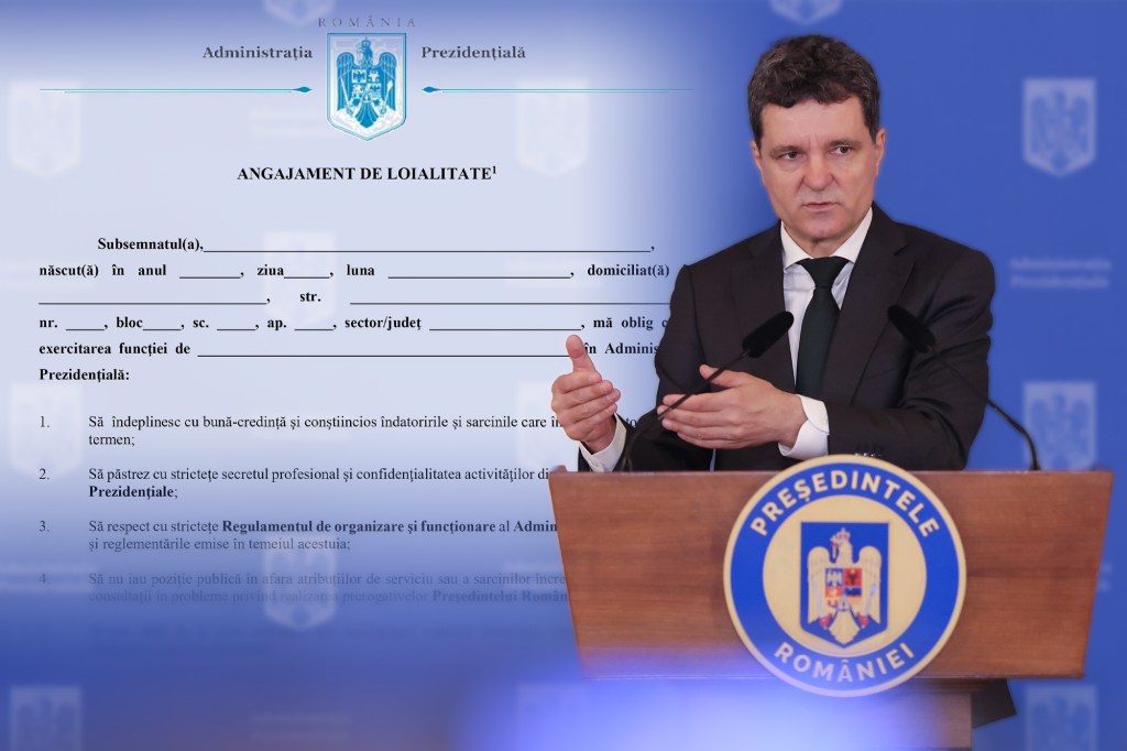 Președintele Nicușor Dan și o pagină din angajamentul de loialitate. Colaj: Ion Mateș / Hotnews. Inquam Photos / George Călin