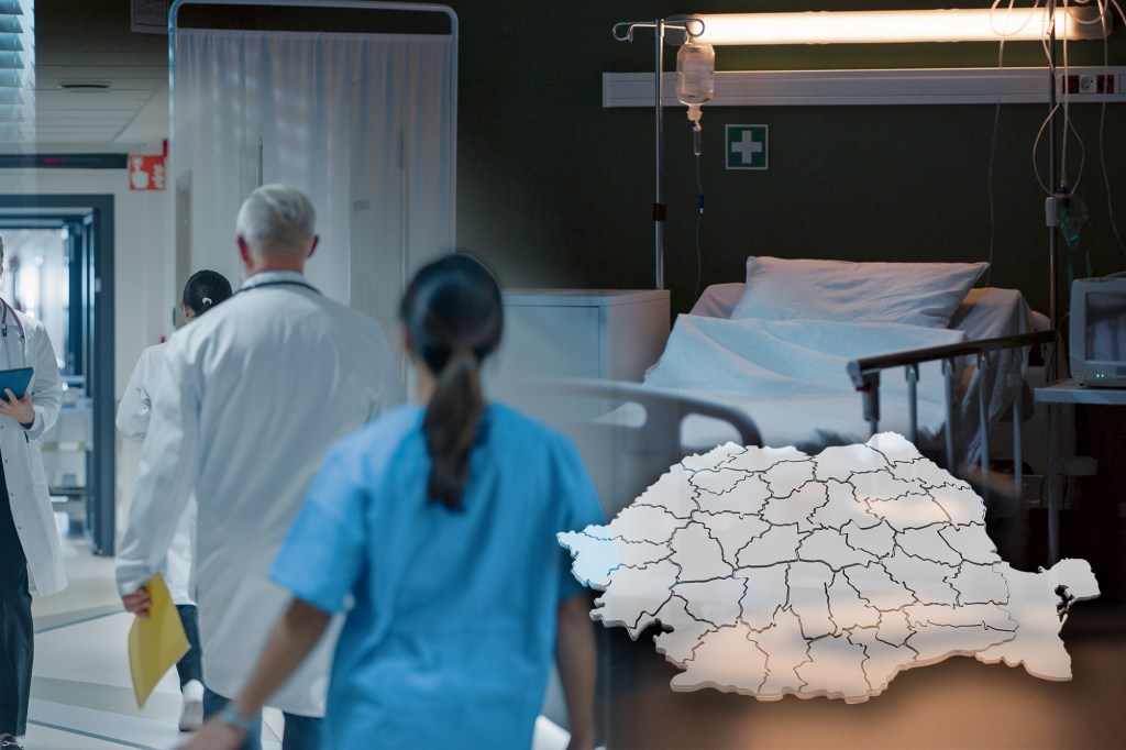 Pat neocupat în spital. Colaj: Ion Mateș / Hotnews. Foto: Shutterstock