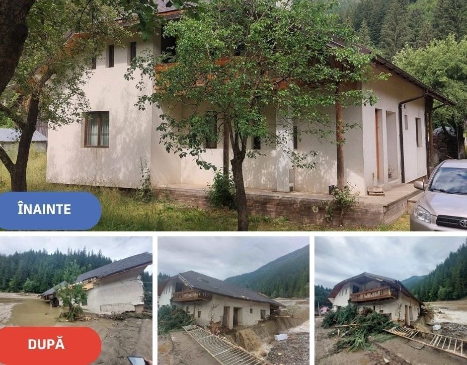 Casă luată de ape în Brosteni / Foto: PAID Romania