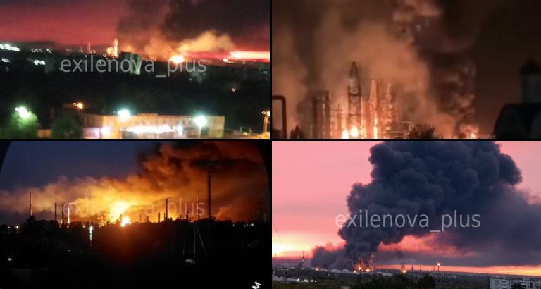 Atac ucrainean cu drone asupra teritoriului rus. Două rafinării au luat foc
