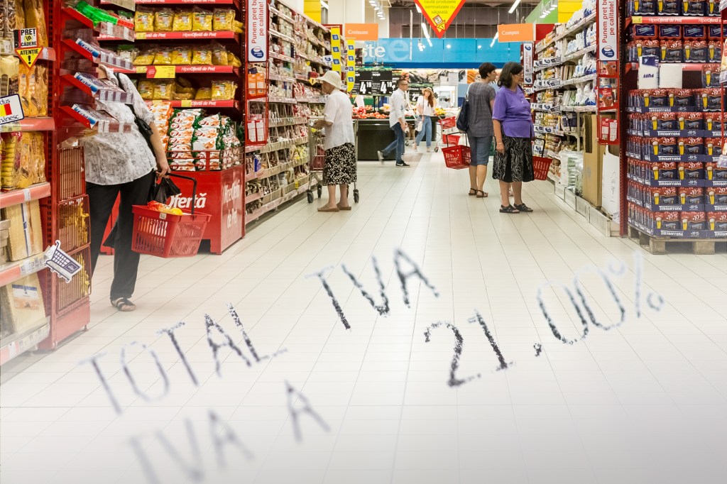 Majorarea TVA. Colaj: Ion Mateș / Hotnews. Foto: Inquam Photos / Octav Ganea, Radub85 / Dreamstime