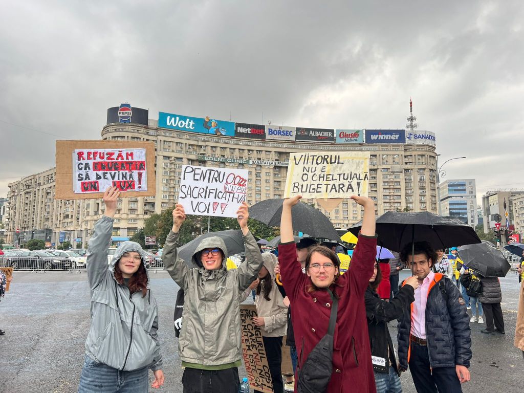 Protest al studenților în Piața Victoriei, 29 septembrie 2025. Foto: HotNews / Ștefania Gheorghe