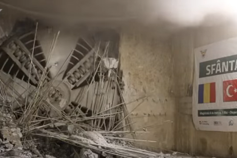 VIDEO Cârtița „Sfânta Ana” a străpuns peretele viitoarei stații Aeroport Băneasa, pe Magistrala 6 de metrou spre Otopeni