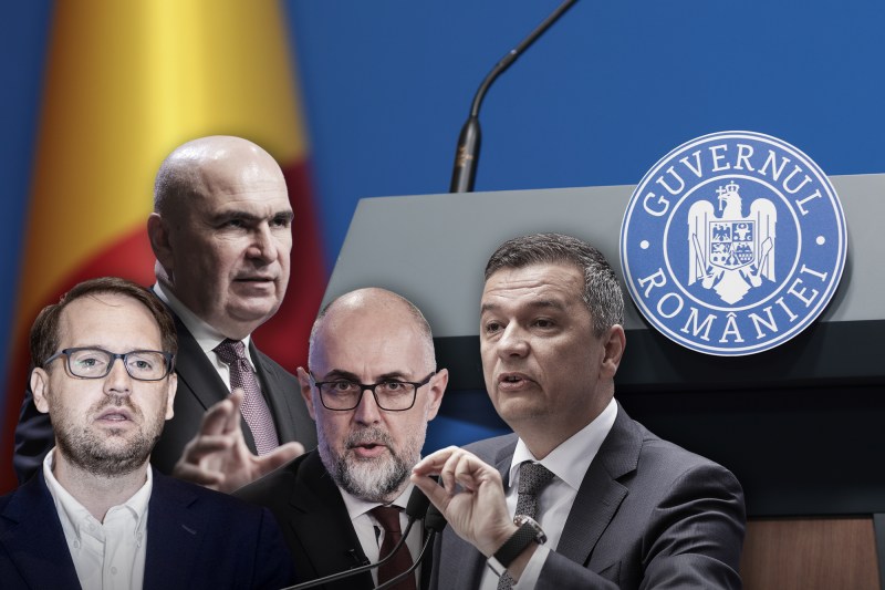 Liderii politici Dominic Fritz, Sorin Grindeanu, Kelemen Hunor și Ilie Bolojan. Colaj: Ion Mateș / Hotnews. Foto: Inquam Photos, Dreamstime
