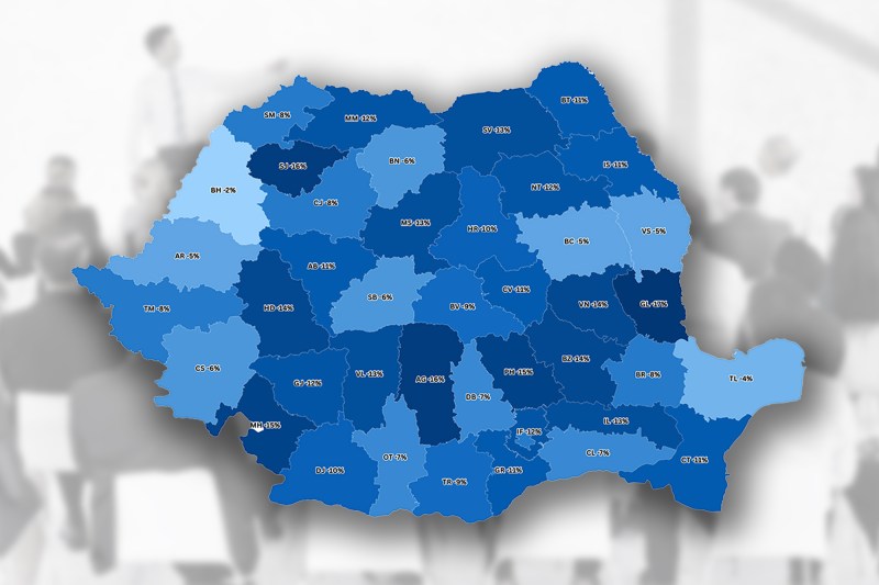 Harta simulării reducerii posturilor din administrația locală. Foto: Guvernul României