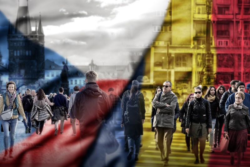 Străzi din Praga și București. Colaj: Ion Mateș / Hotnews. Foto: Dreamstime