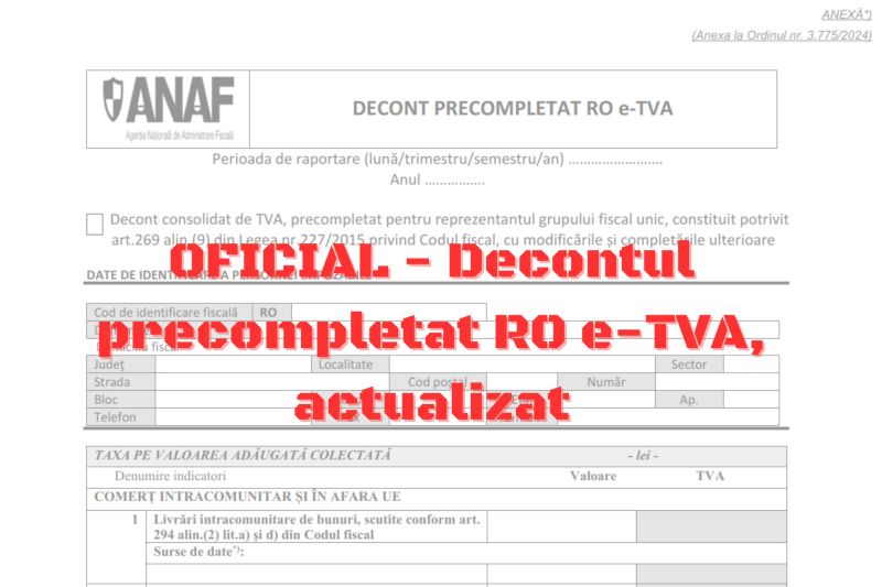 OFICIAL Decontul precompletat RO e-TVA, actualizat cu noile cote majorate