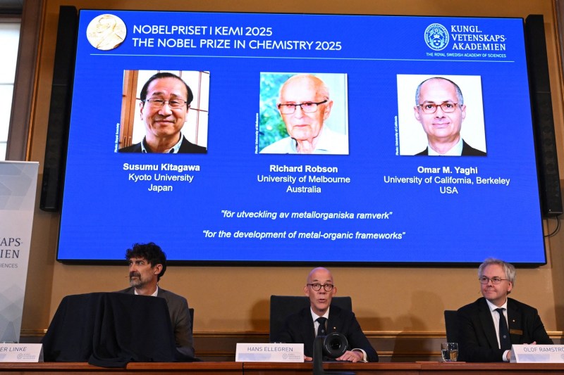 Premiul Nobel pentru Chimie din 2025 a fost acordat cercetătorilor Susumu Kitagawa, Richard Robson și Omar M. Yaghi pentru dezvoltarea structurilor metal-organice