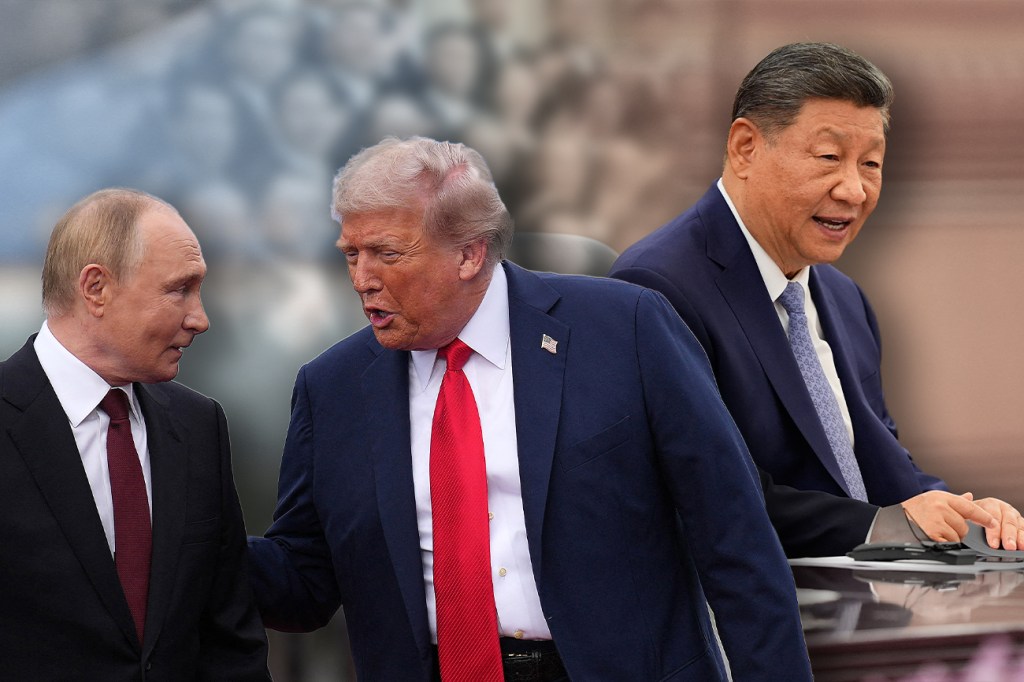 Vladimir Putin, Donald Trump și Xi Jinping. Colaj: Ion Mateș / Hotnews. Foto: Profimedia