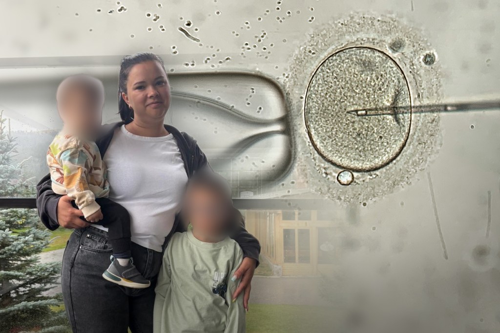 Monica și cei doi copii ai săi. Fotografie fundal: Dreamstime. Colaj: Ion Mateș / Hotnews