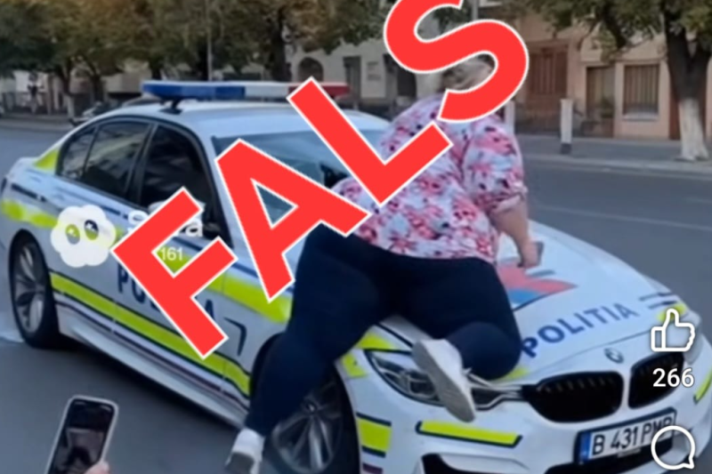 Fake news viral cu o femeie care distruge un BMW al Poliției, demontat de MAI. „Acțiunile au scopul de a incita cetățenii”