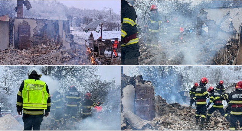 O casă din Vâlcea a ars în prima zi de Crăciun. Pompierii au găsit fragmente posibil umane, iar analizele vor stabili dacă a existat o victimă. Vecinii spun că în imobil locuia o persoană în vârstă
