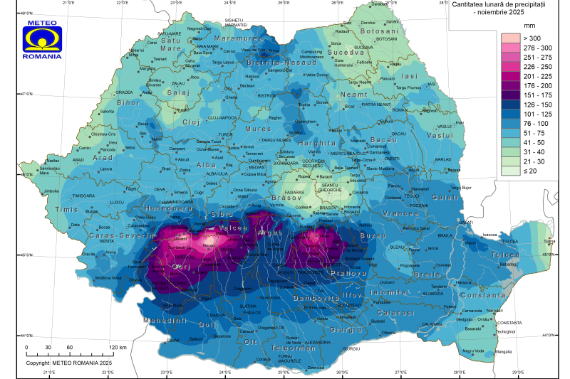 Noiembrie a fost în România una dintre cele mai ploioase luni din ultimii ani. Unde s-a depășit un record de la 1966