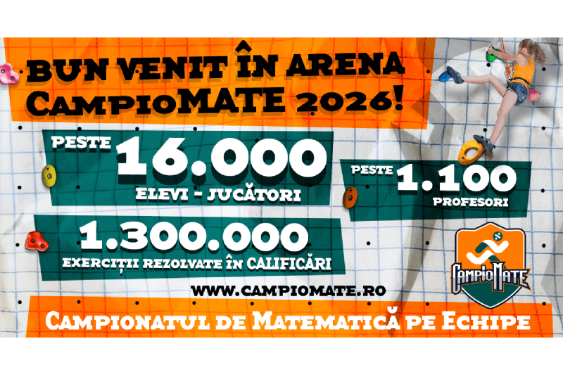 CampioMATE – Campionatul național de matematică pe echipe: peste 16.000 de elevi de gimnaziu din toată țara înscriși în program