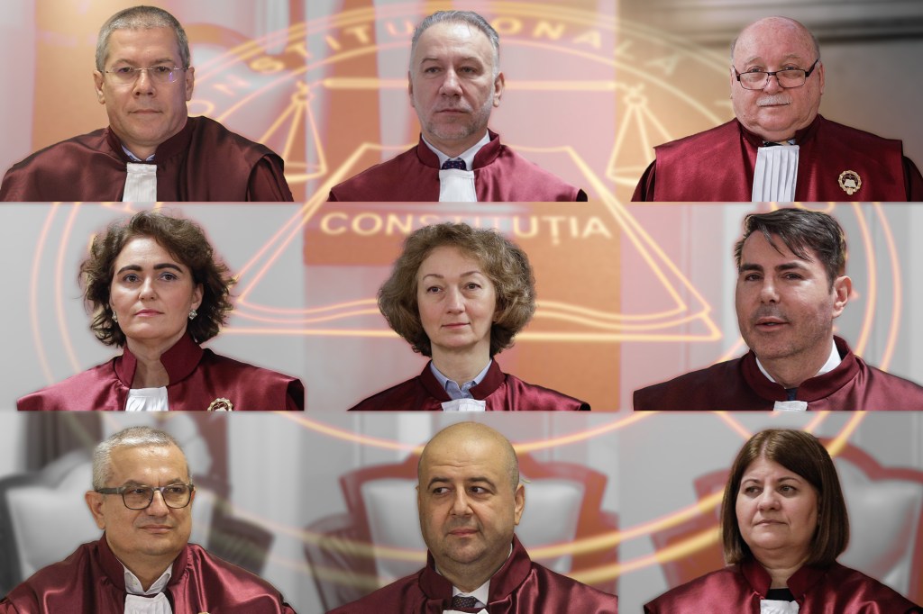 Cei 9 judecători în funcție ai CCR, decembrie 2025. Inquam Photos / Octav Ganea. Colaj: Ion Mateș / Hotnews