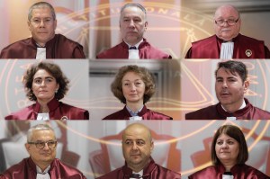 Cei 9 judecători în funcție ai CCR, decembrie 2025. Inquam Photos / Octav Ganea. Colaj: Ion Mateș / Hotnews