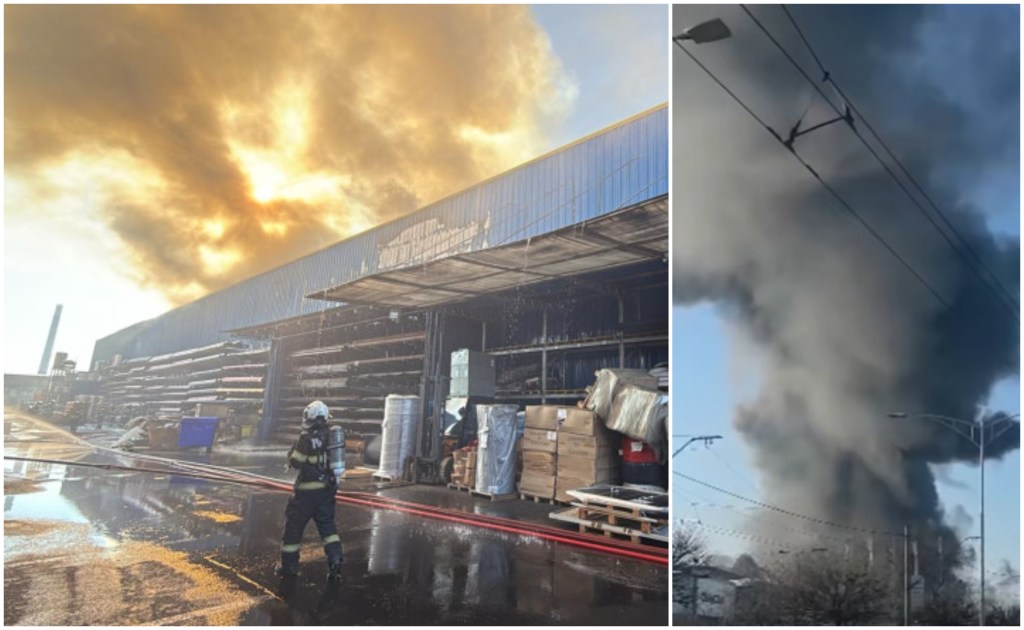 Incendiu în București, la un depozit de pe Bd. Iuliu Maniu Foto: captură Facebook.com