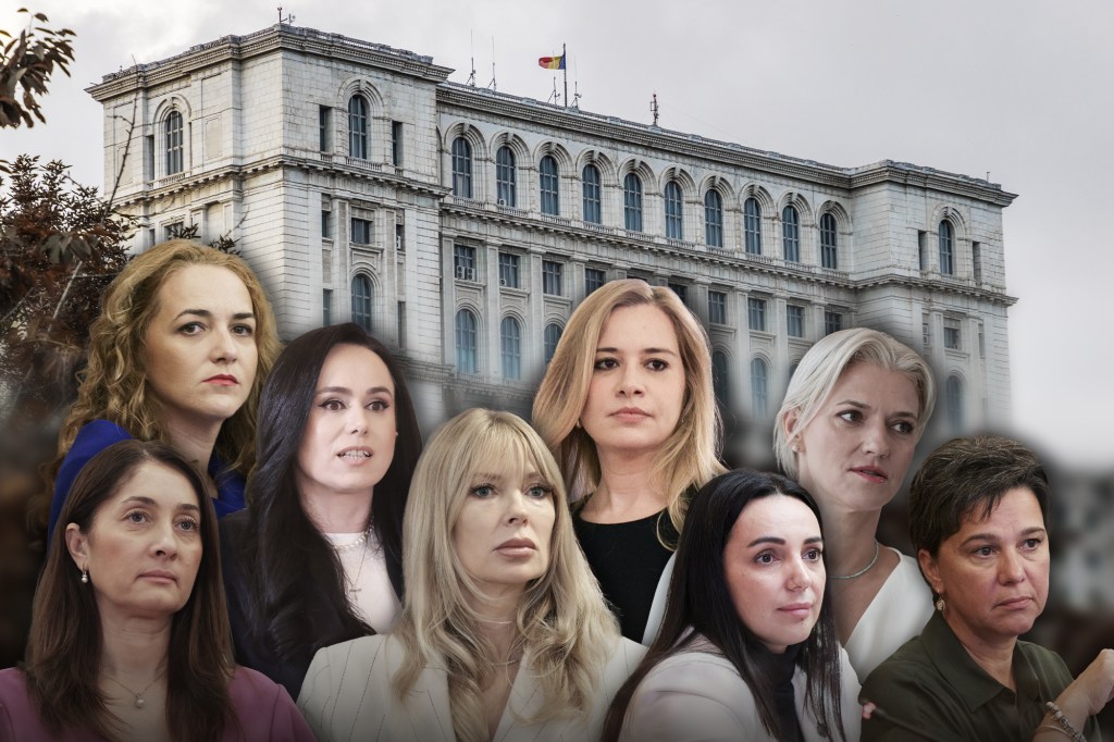 Stânga: Simona Spătaru (USR), Cynthia Păun (USR), Simona Bucura Oprescu (PSD), Victoria Stoiciu (PSD), Silvia Mihalcea (PSD), Corina Ene (PSD), Alina Gorghiu (PNL) și Éva Csép (UDMR). Fotografii: Inquam Photos, Dreamstime. Colaj: Ion Mateș / Hotnews