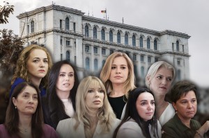 Stânga: Simona Spătaru (USR), Cynthia Păun (USR), Simona Bucura Oprescu (PSD), Victoria Stoiciu (PSD), Silvia Mihalcea (PSD), Corina Ene (PSD), Alina Gorghiu (PNL) și Éva Csép (UDMR). Fotografii: Inquam Photos, Dreamstime. Colaj: Ion Mateș / Hotnews