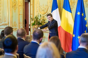 Nicușor Dan, declarații de presă în timpul vizitei în Franța Foto: Administrația Prezidențială