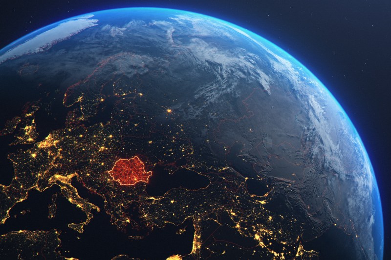 România, văzută din spațiu. Imagine: Shutterstock