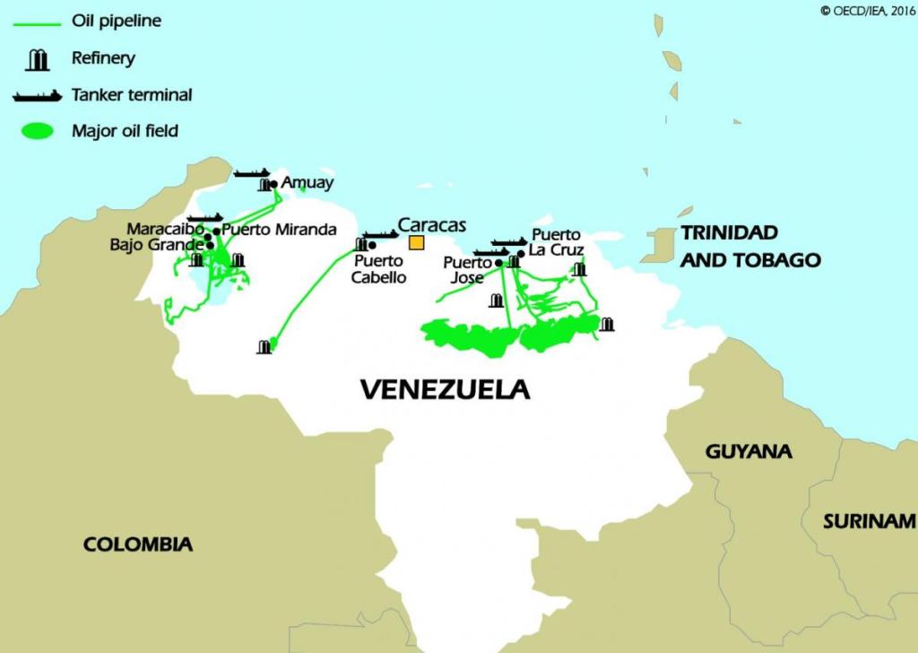 Harta rezervelor de petrol ce țin de Venezuela. Foto: maps-venezuela.com
