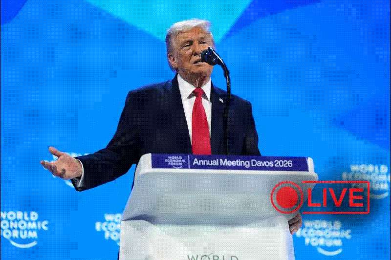 Donald Trump vorbește la forumul din Davos, 21 ianuarie 2026. Foto: Evan Vucci / AP / Profimedia